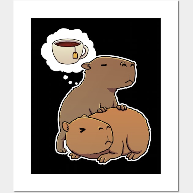 Capybara thirsty for black tea Wall Art by capydays